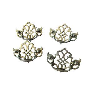 Vintage Brass Drawer Pulls Set of 4 Open Work Some Patina All Screws Included